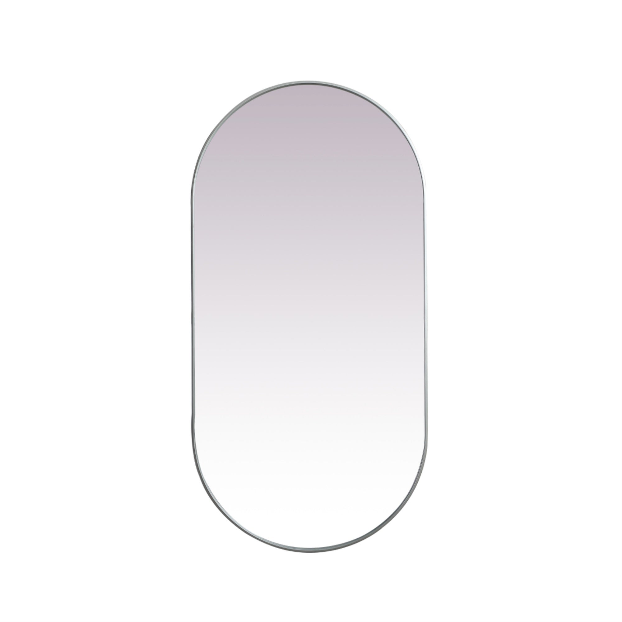 Metal Frame Oval Mirror 36X72 Inch In Silver
