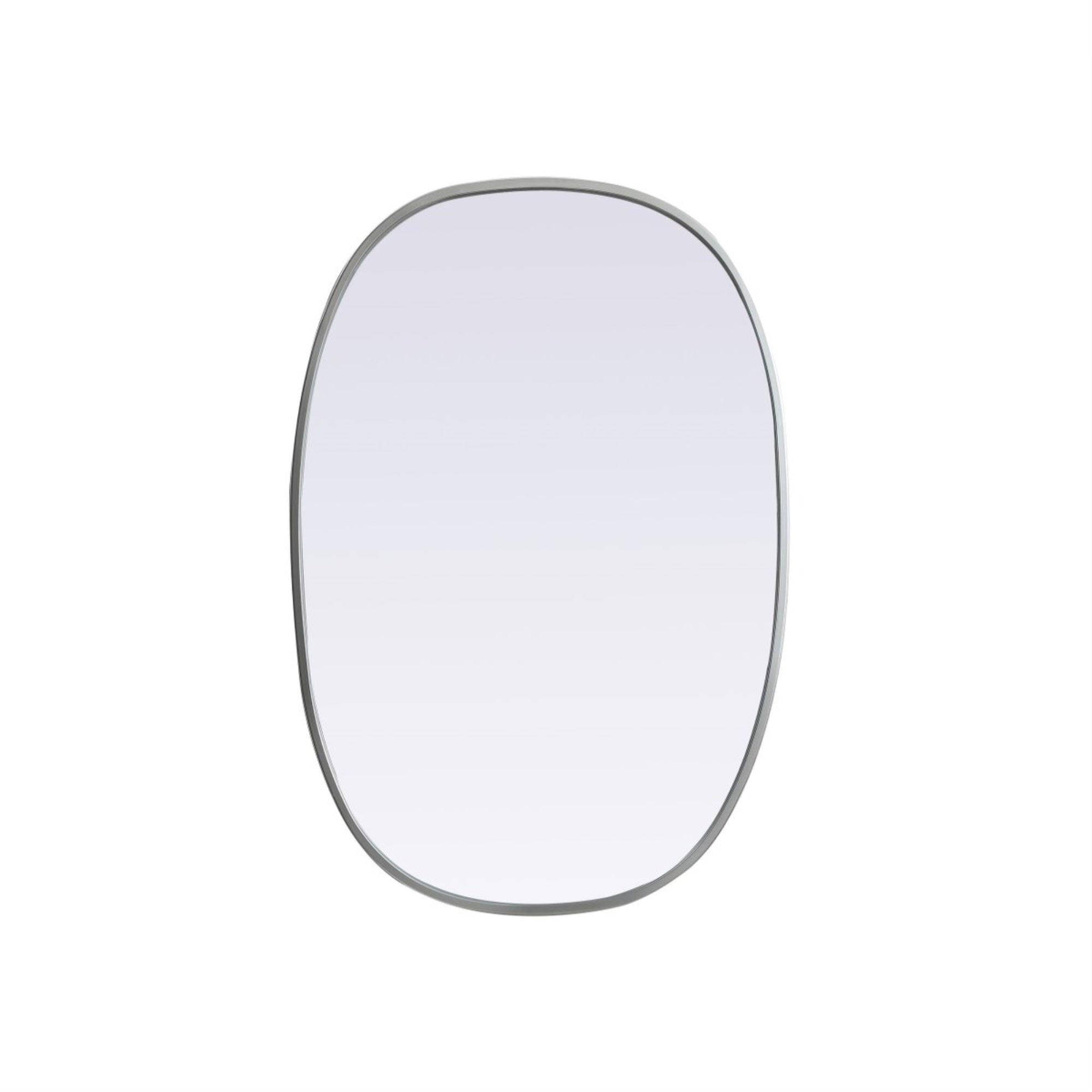 Metal Frame Oval Mirror 20X30 Inch In Silver