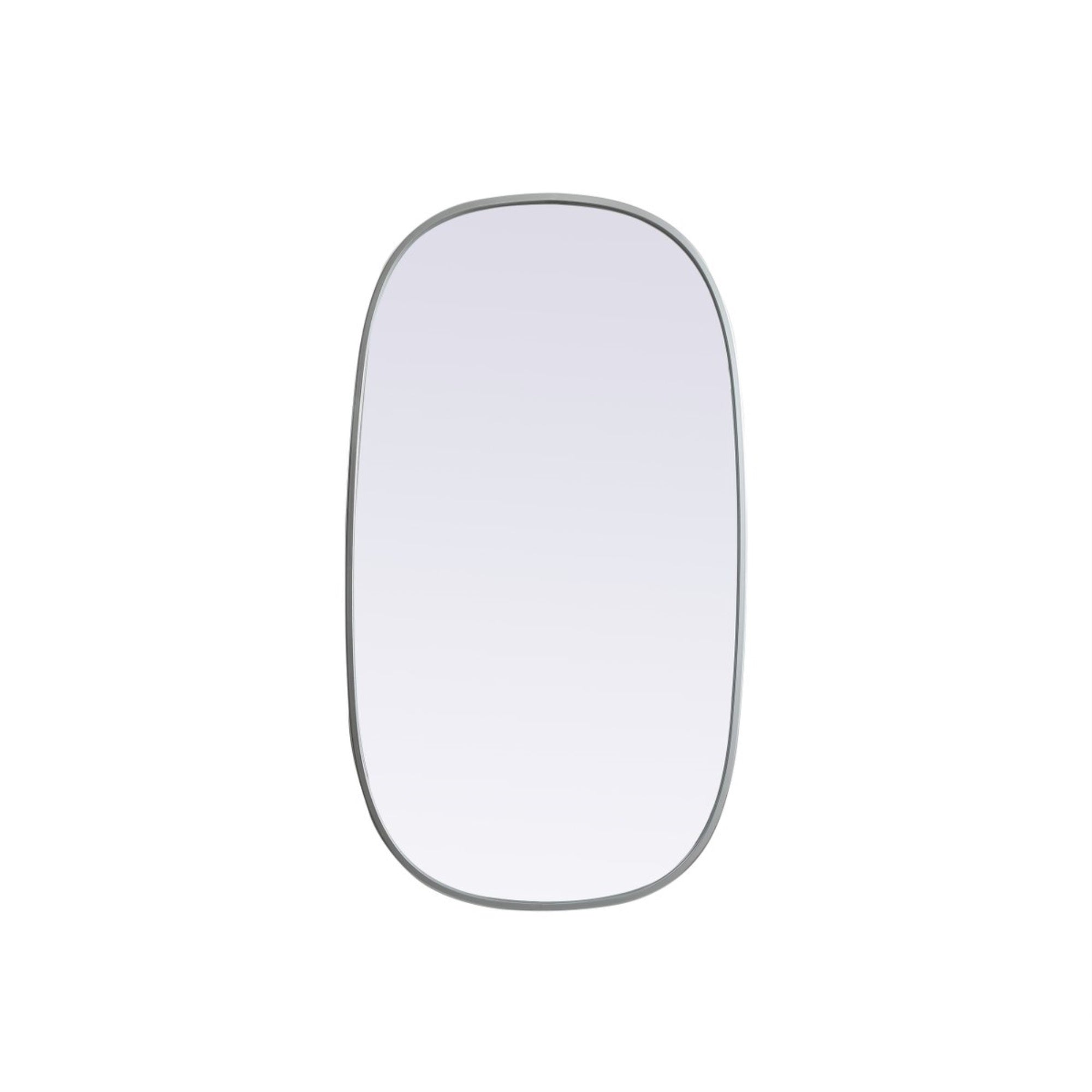 Metal Frame Oval Mirror 20X36 Inch In Silver
