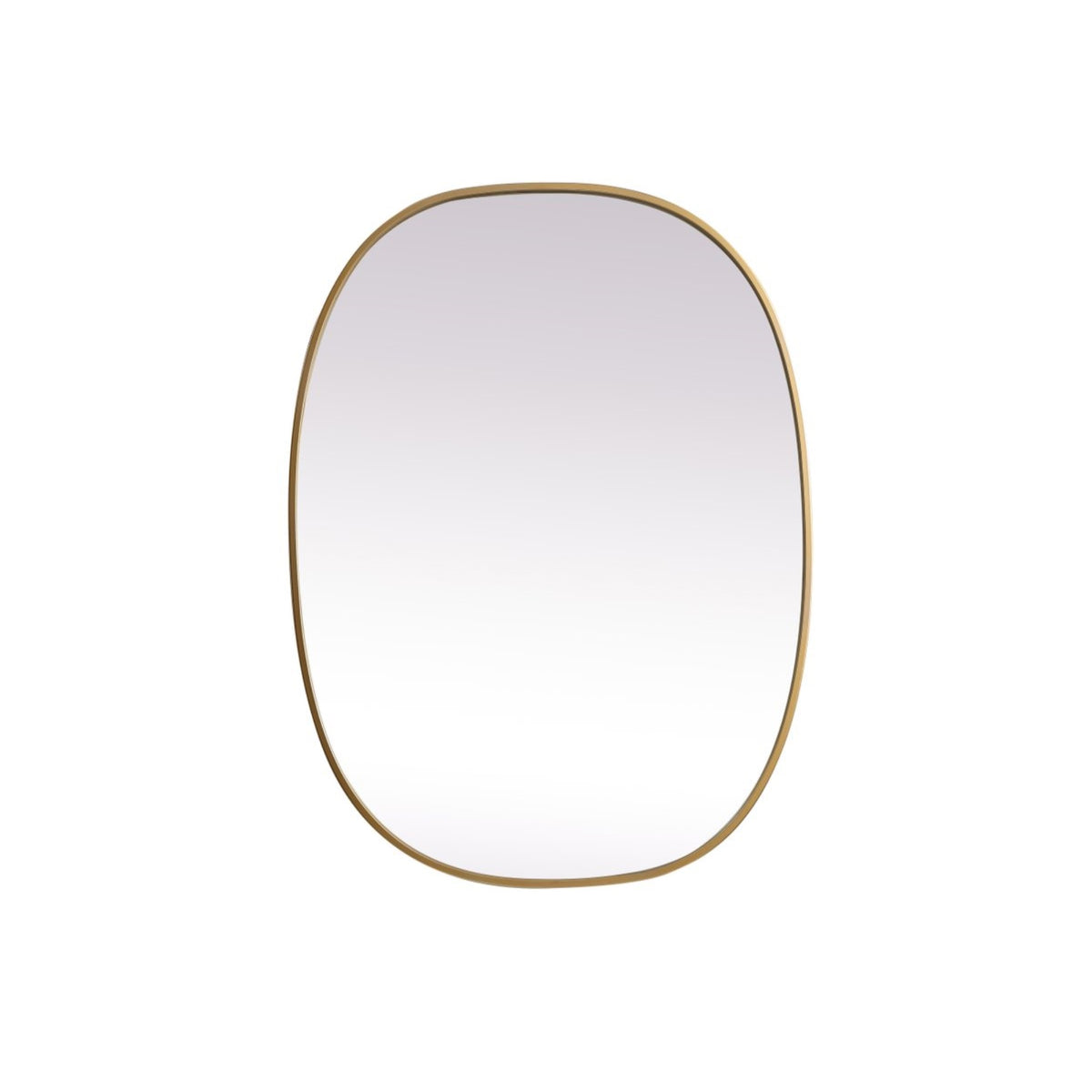Metal Frame Oval Mirror 27X36 Inch In Brass