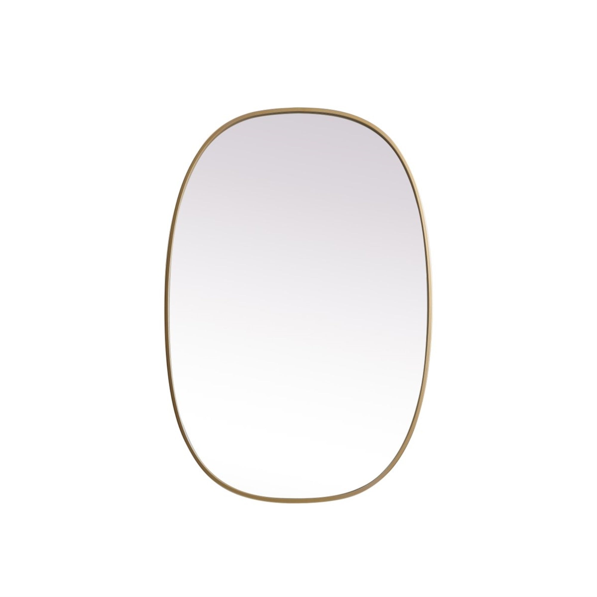 Metal Frame Oval Mirror 27X40 Inch In Brass