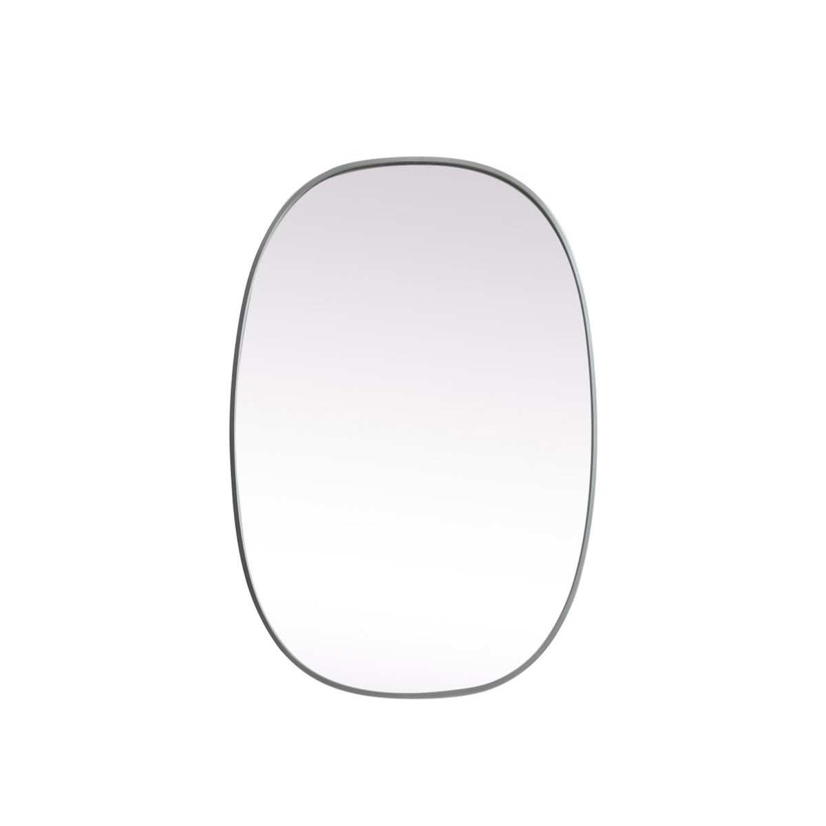 Metal Frame Oval Mirror 27X40 Inch In Silver