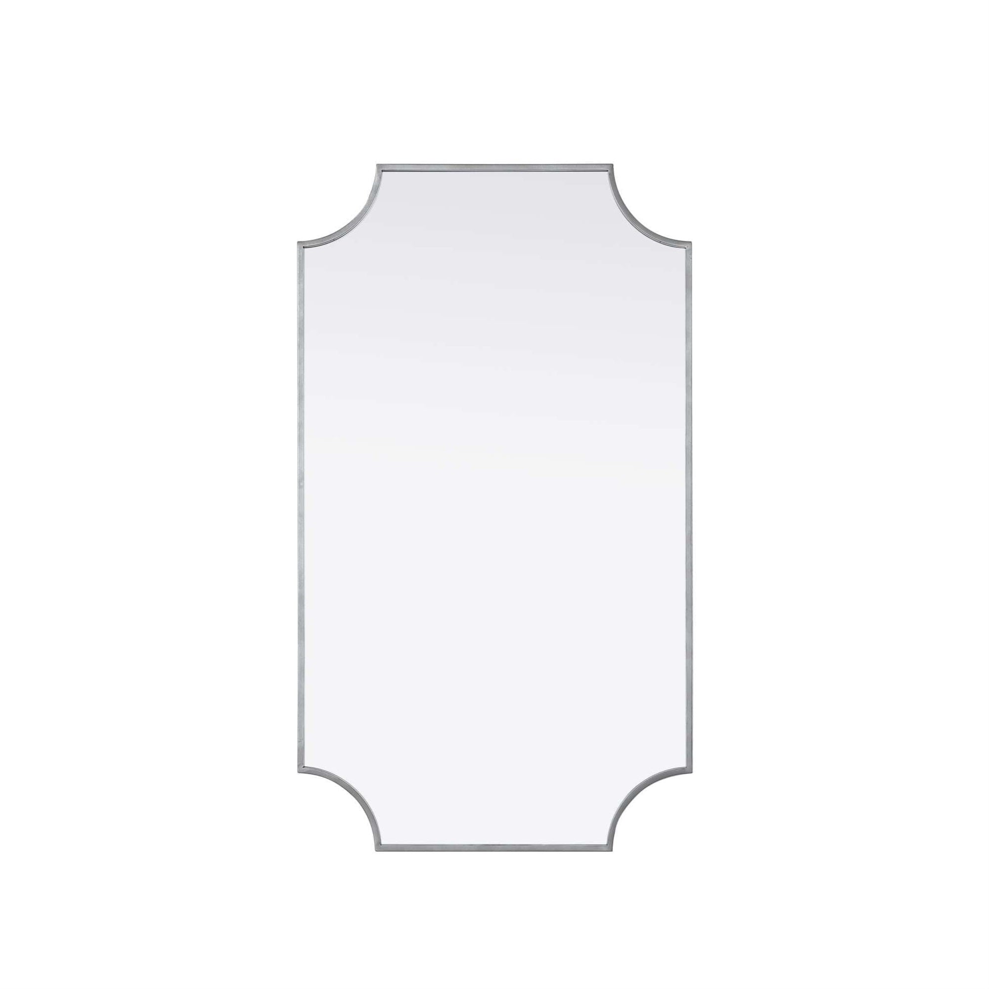 Notched Metal Mirror 24x42 inch in Silver