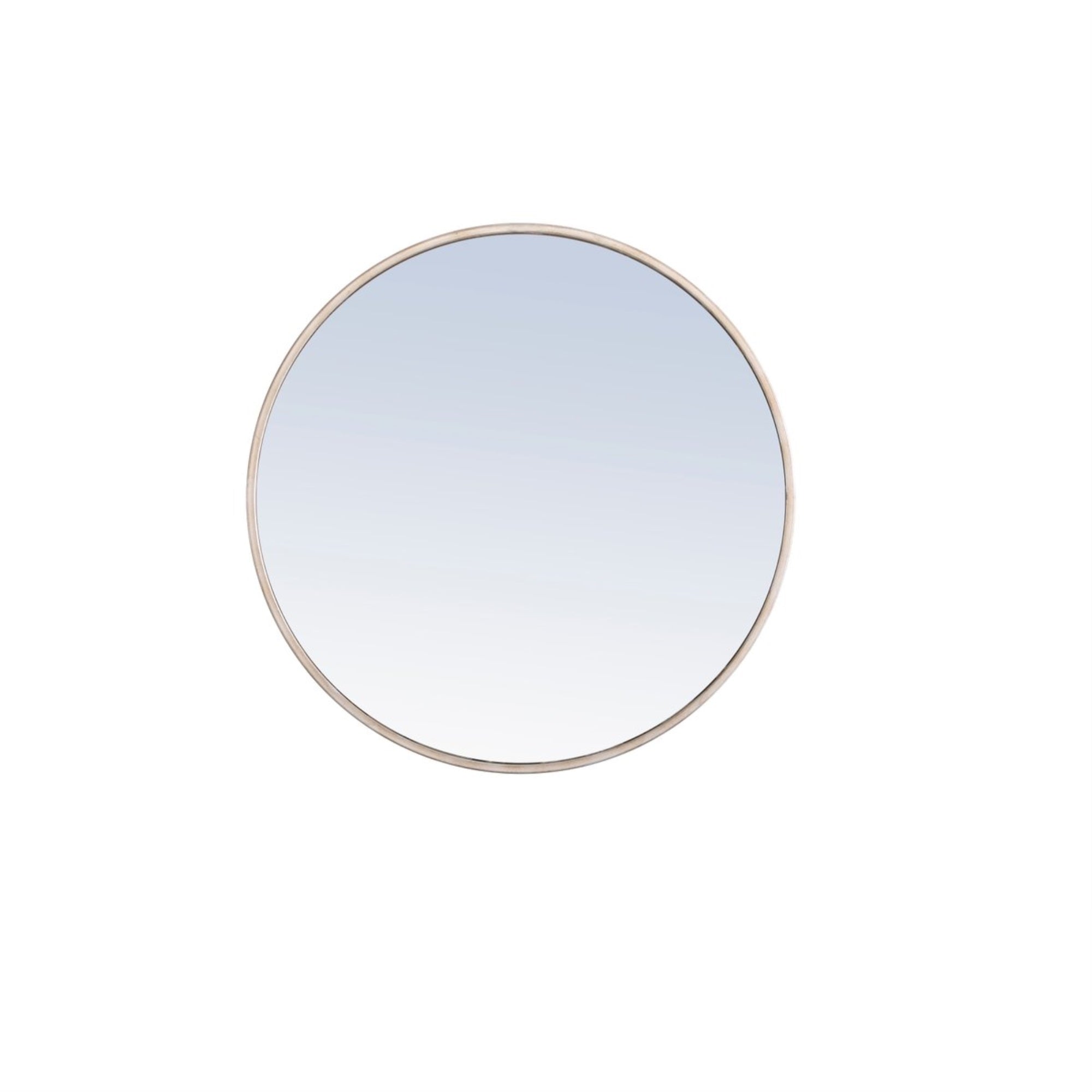 Metal Frame Round Mirror 24 Inch Silver Finish