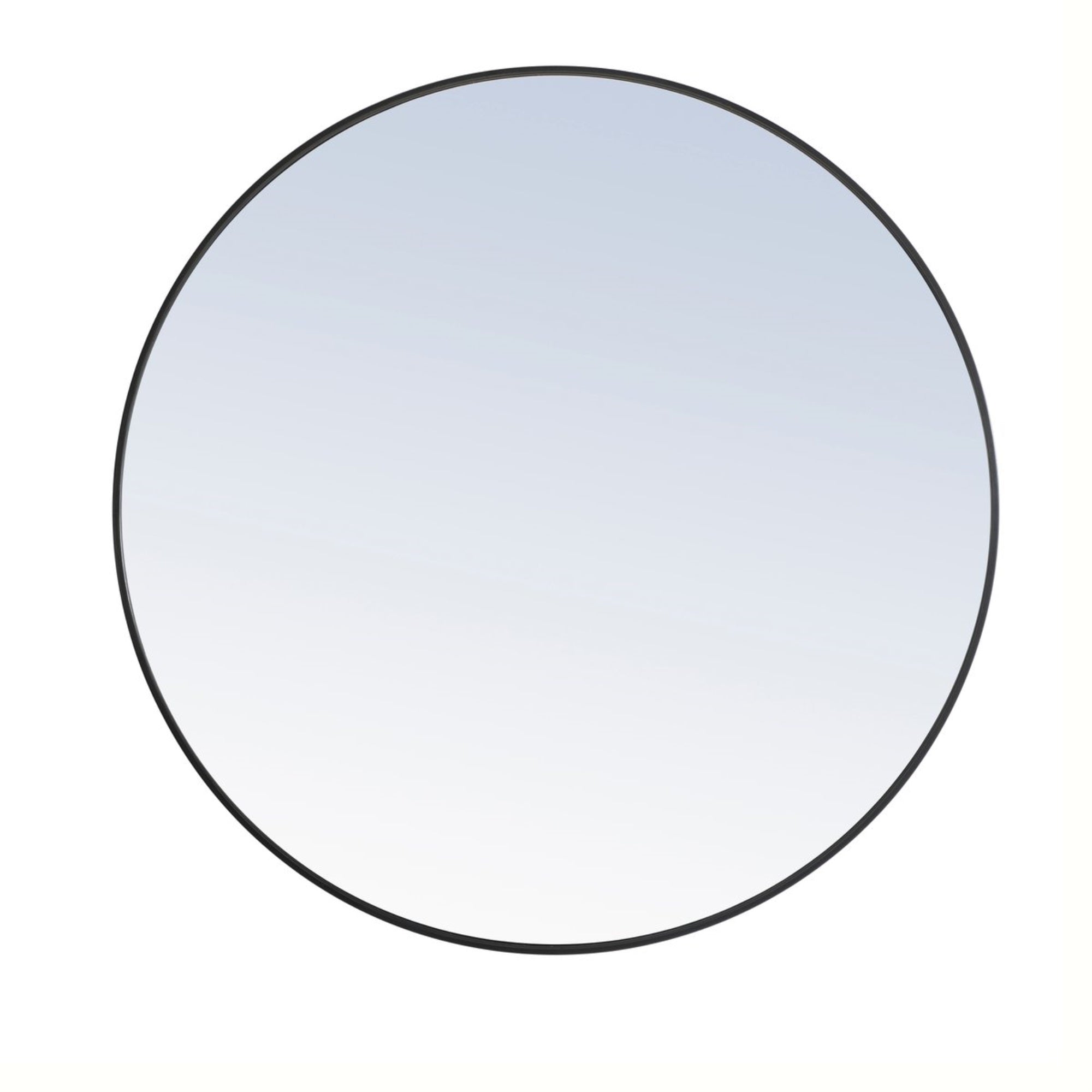 Metal Frame Round Mirror 42 Inch Black Finish