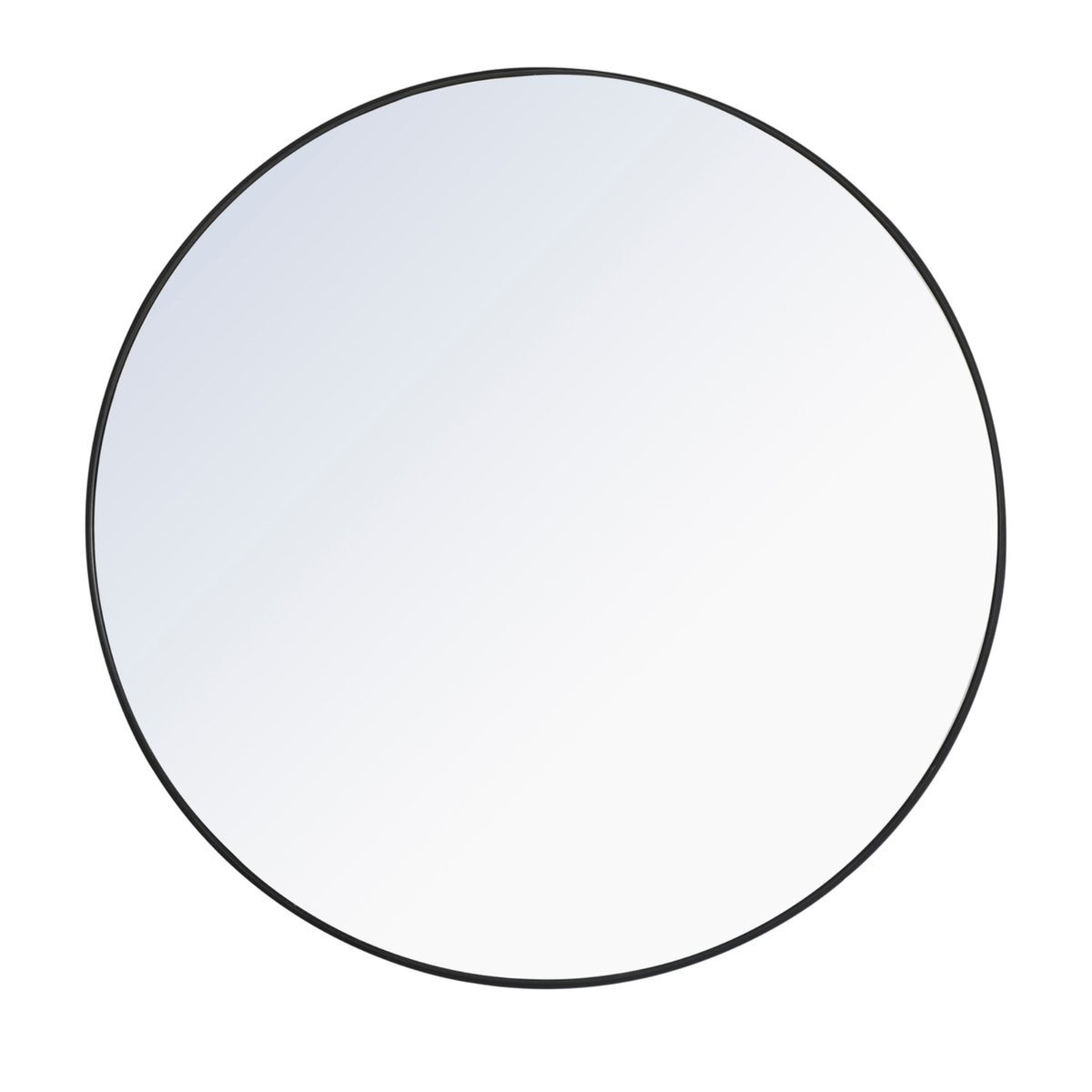 Metal Frame Round Mirror 48 Inch Black Finish