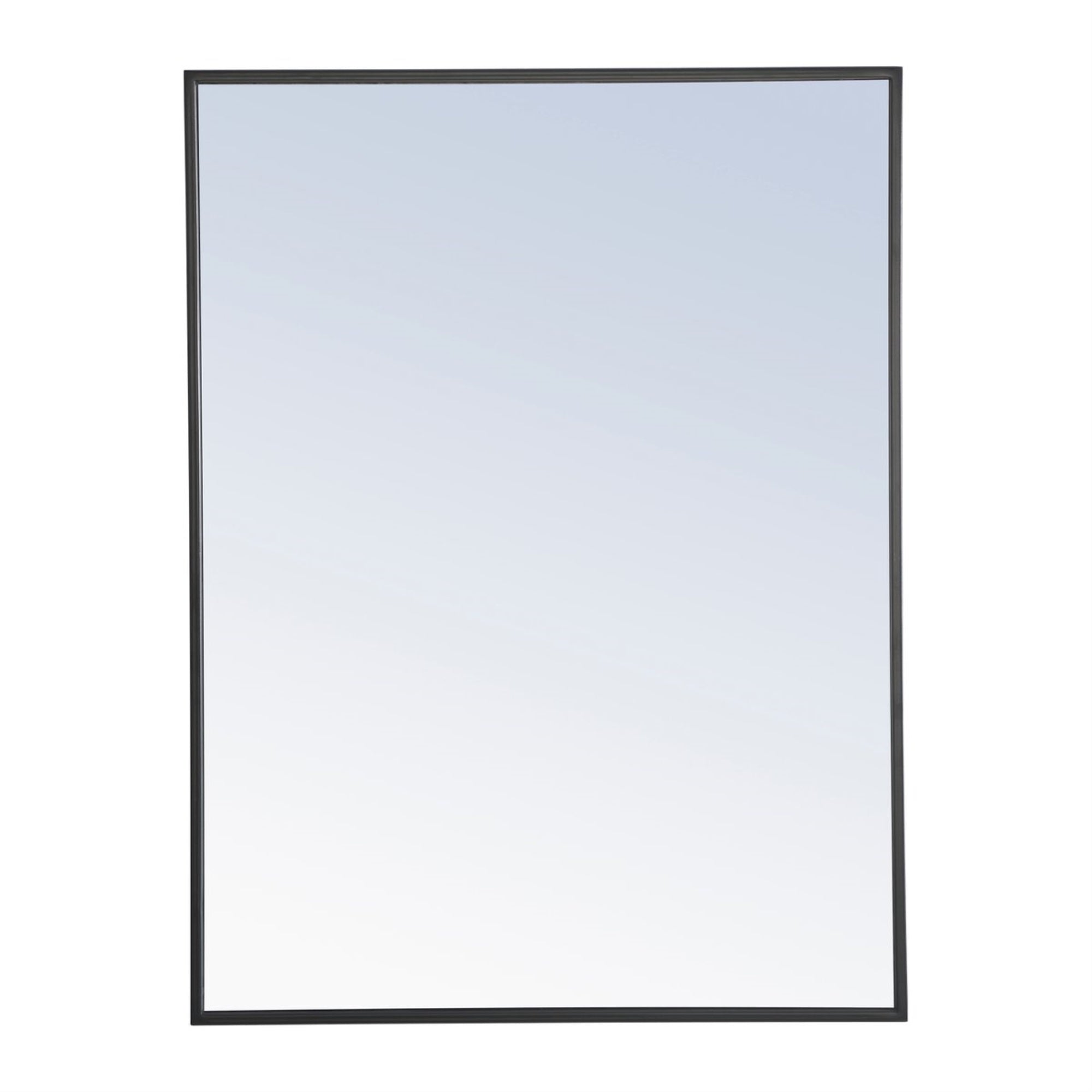 Metal Frame Rectangle Mirror 24 Inch Black Finish
