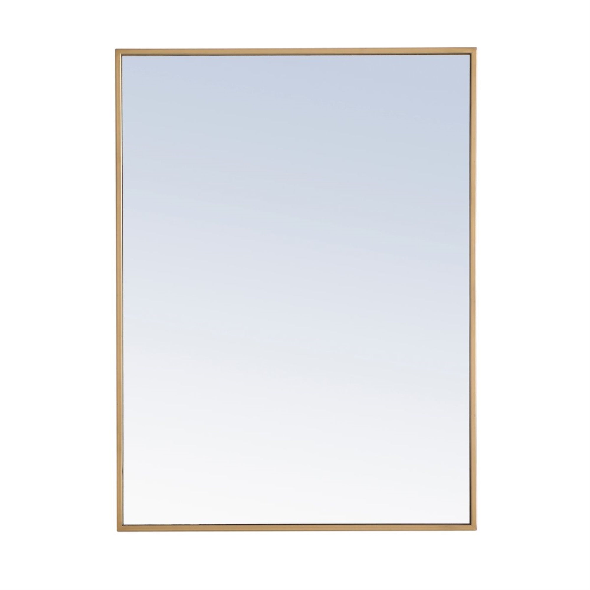Metal Frame Rectangle Mirror 24 Inch Brass Finish