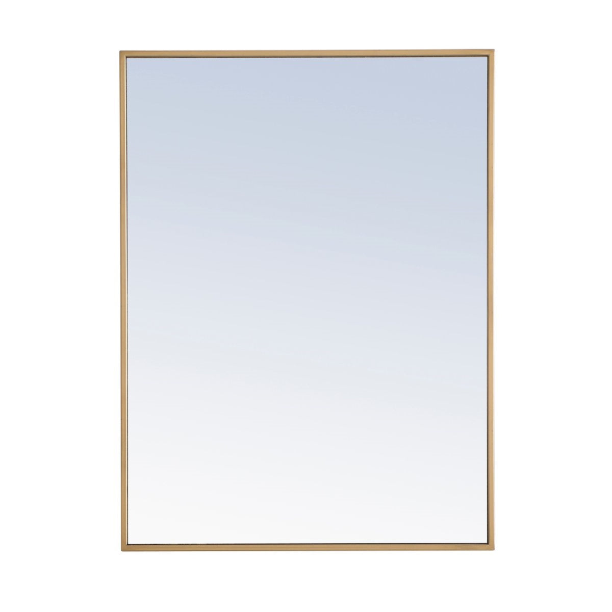 Metal Frame Rectangle Mirror 24 Inch Brass Finish