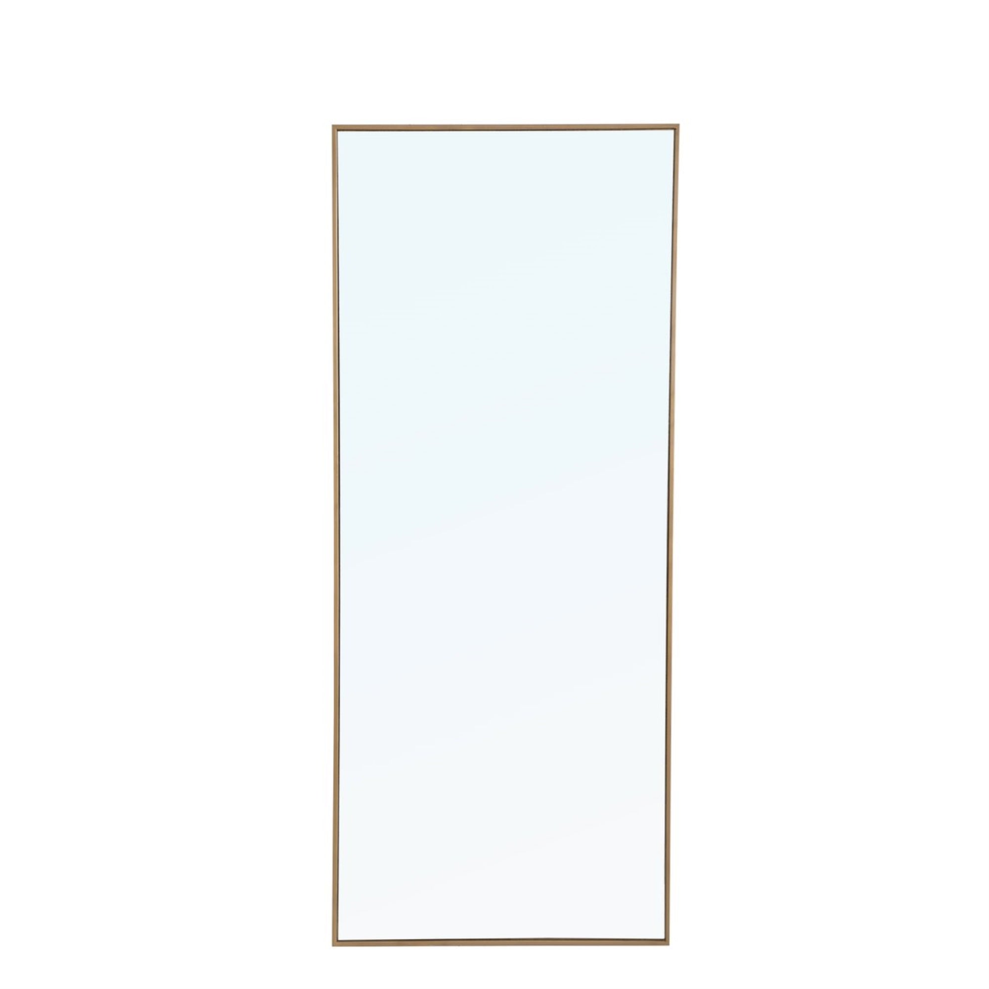 Metal Frame Rectangle Mirror 30 Inch Brass