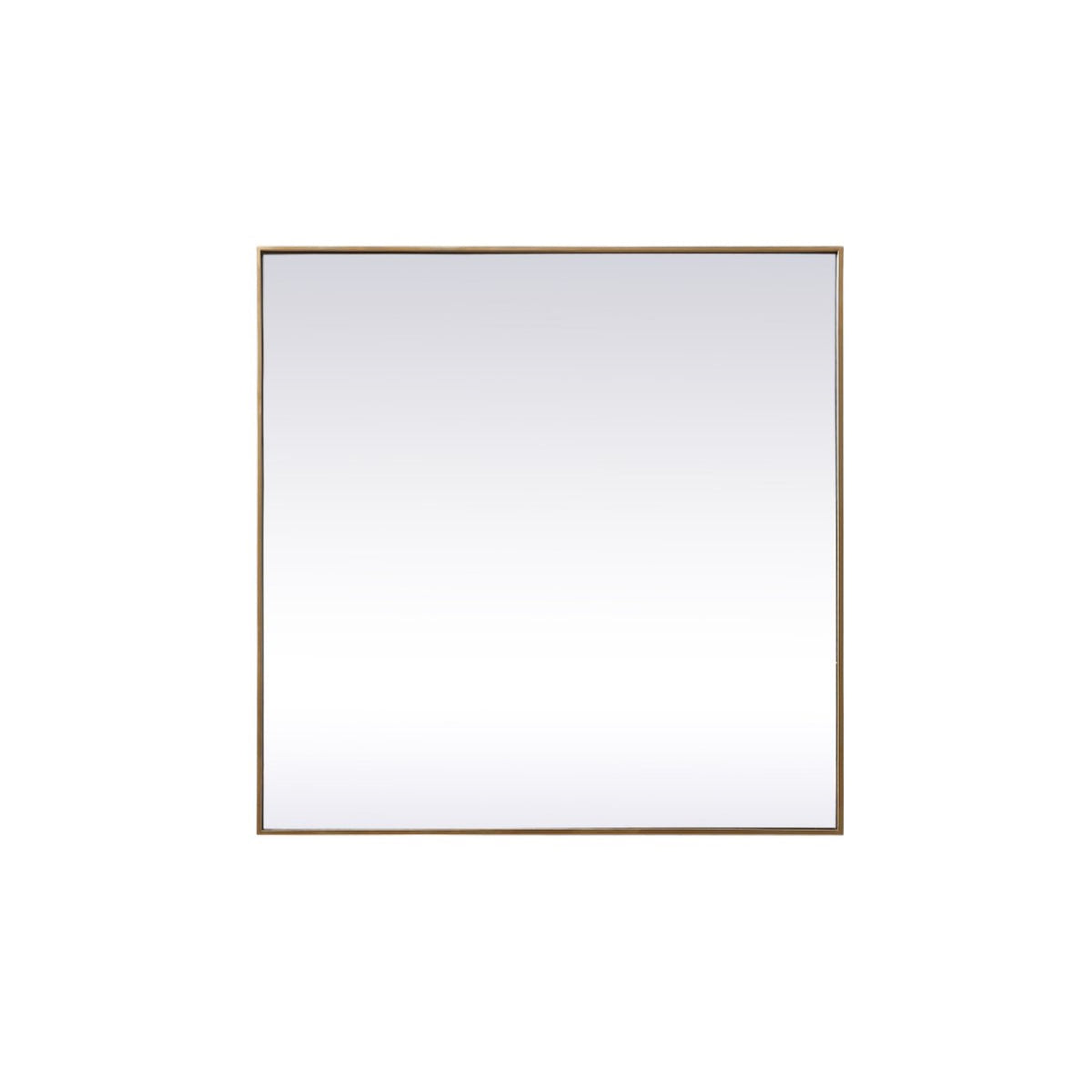 Metal Frame Square Mirror 42 Inch In Brass