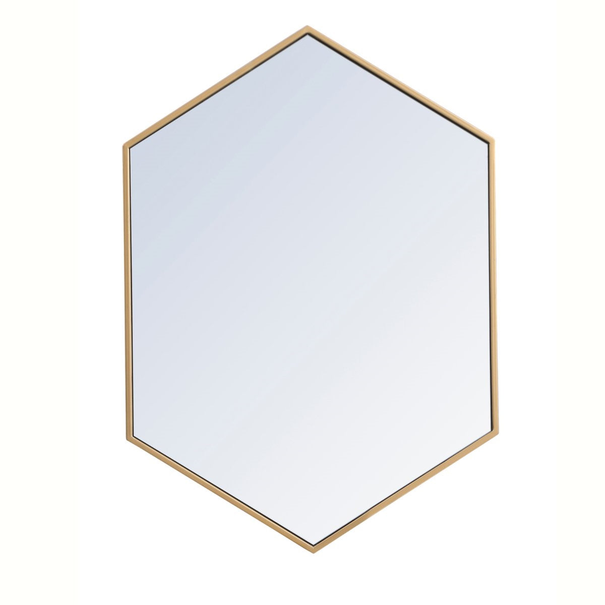 Metal Frame Hexagon Mirror 24 Inch In Brass