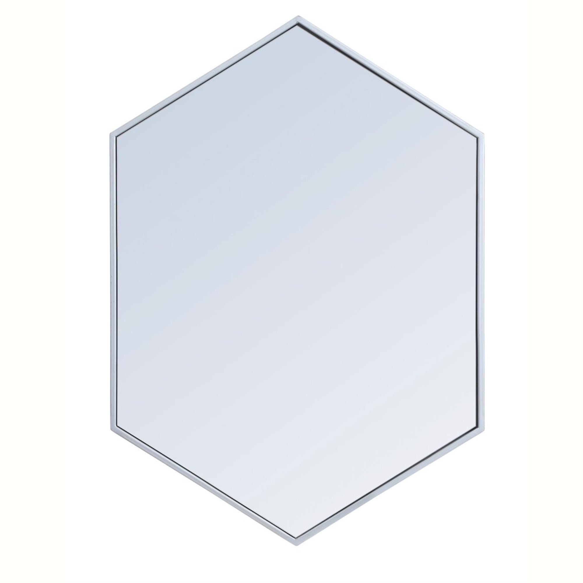 Metal Frame Hexagon Mirror 24 Inch In Silver