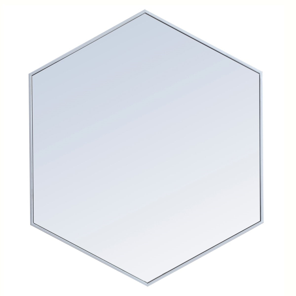 Metal Frame Hexagon Mirror 38 Inch In Silver