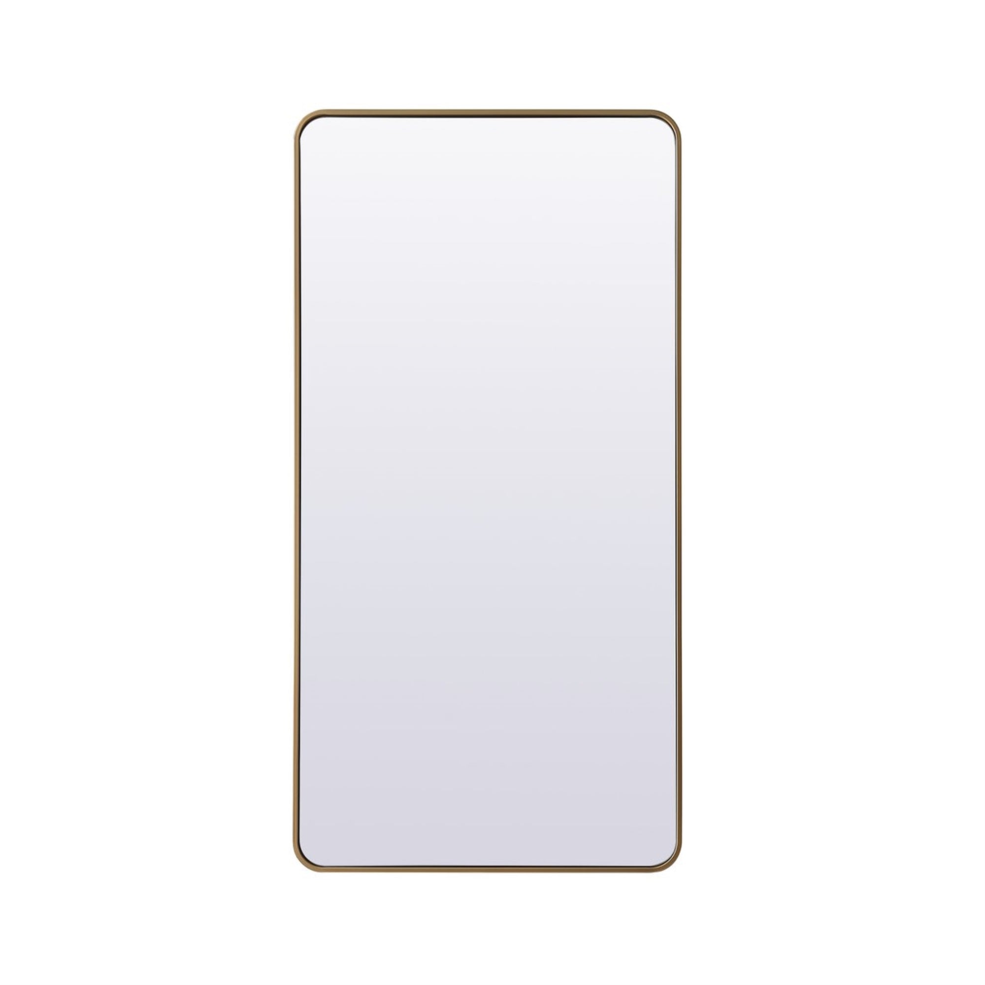 Soft Corner Metal Rectangle Full Length Mirror 30X60 Inch In Brass