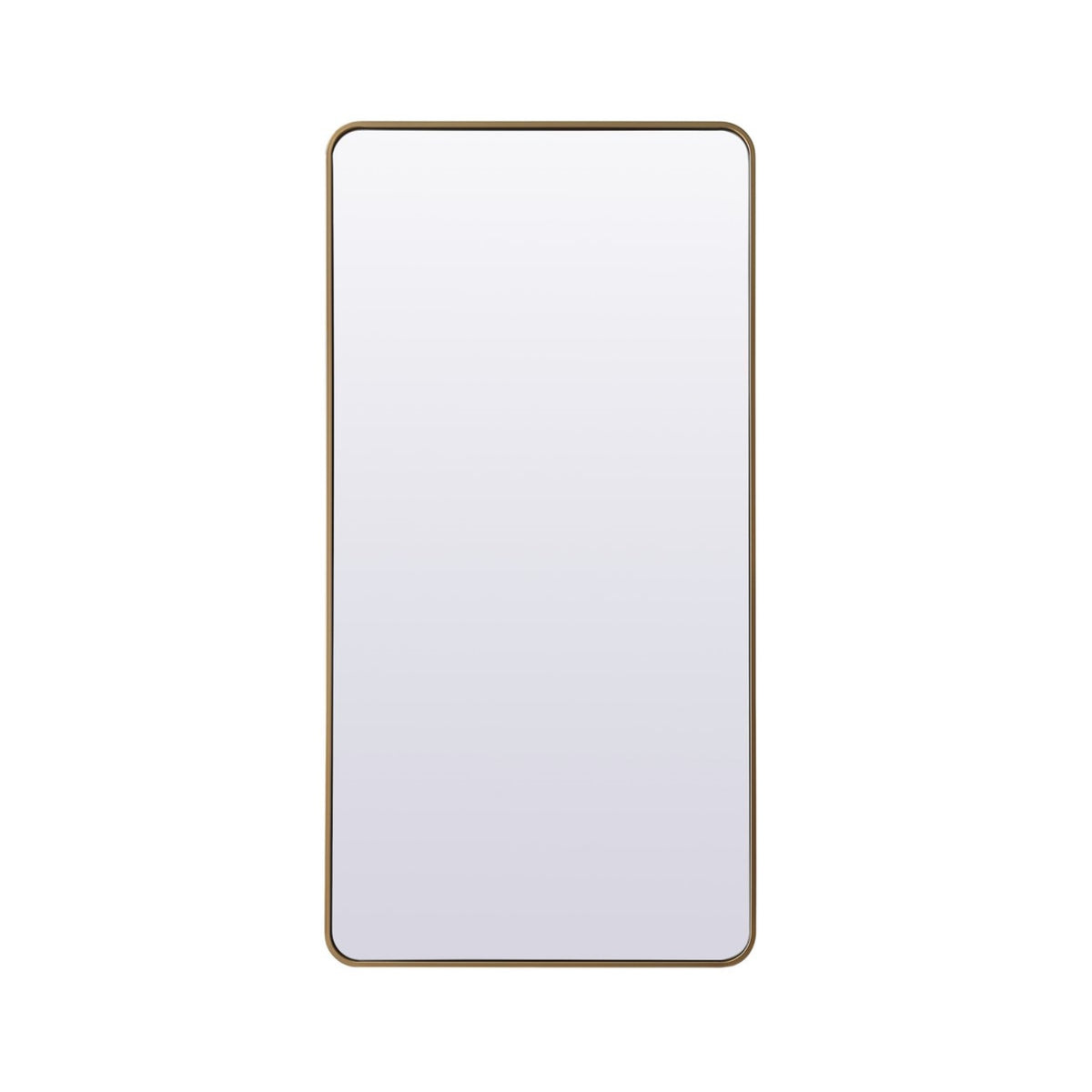 Soft Corner Metal Rectangle Full Length Mirror 30X60 Inch In Brass