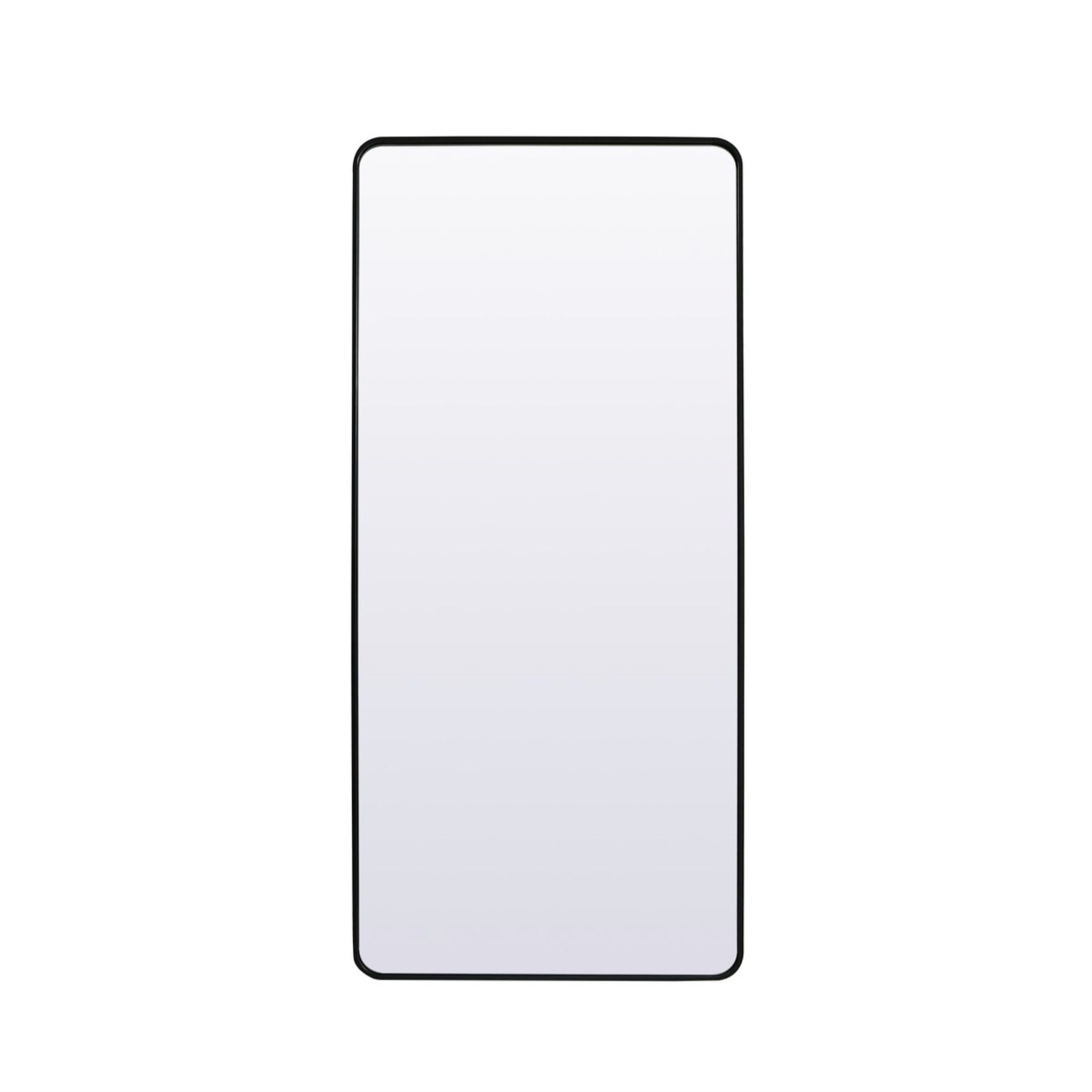 Soft Corner Metal Rectangle Full Length Mirror 32X72 Inch In Black
