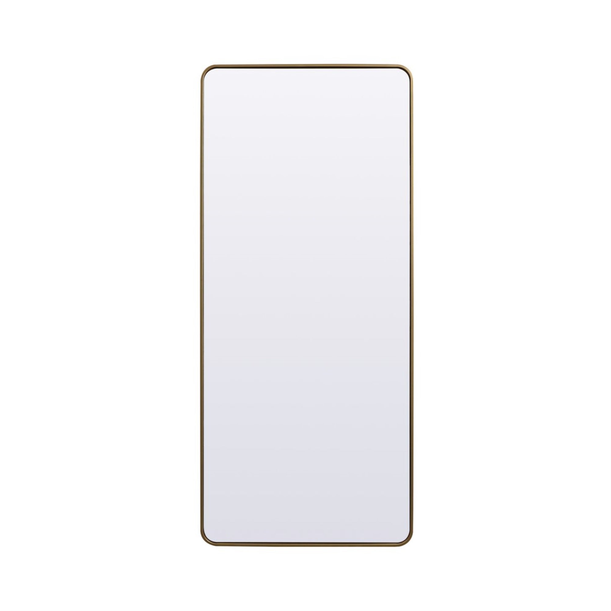 Soft Corner Metal Rectangle Full Length Mirror 32X72 Inch In Brass