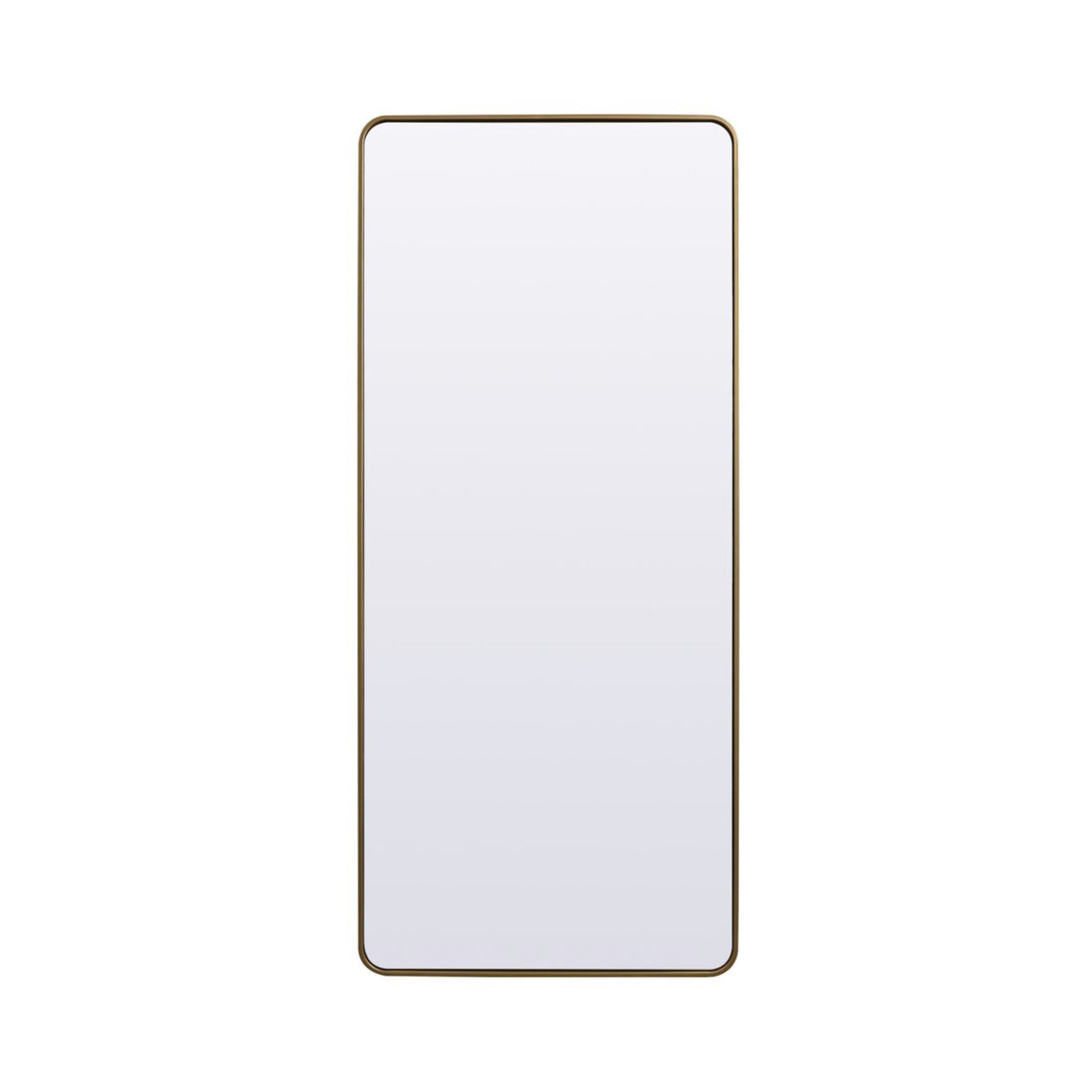 Soft Corner Metal Rectangle Full Length Mirror 32X72 Inch In Brass
