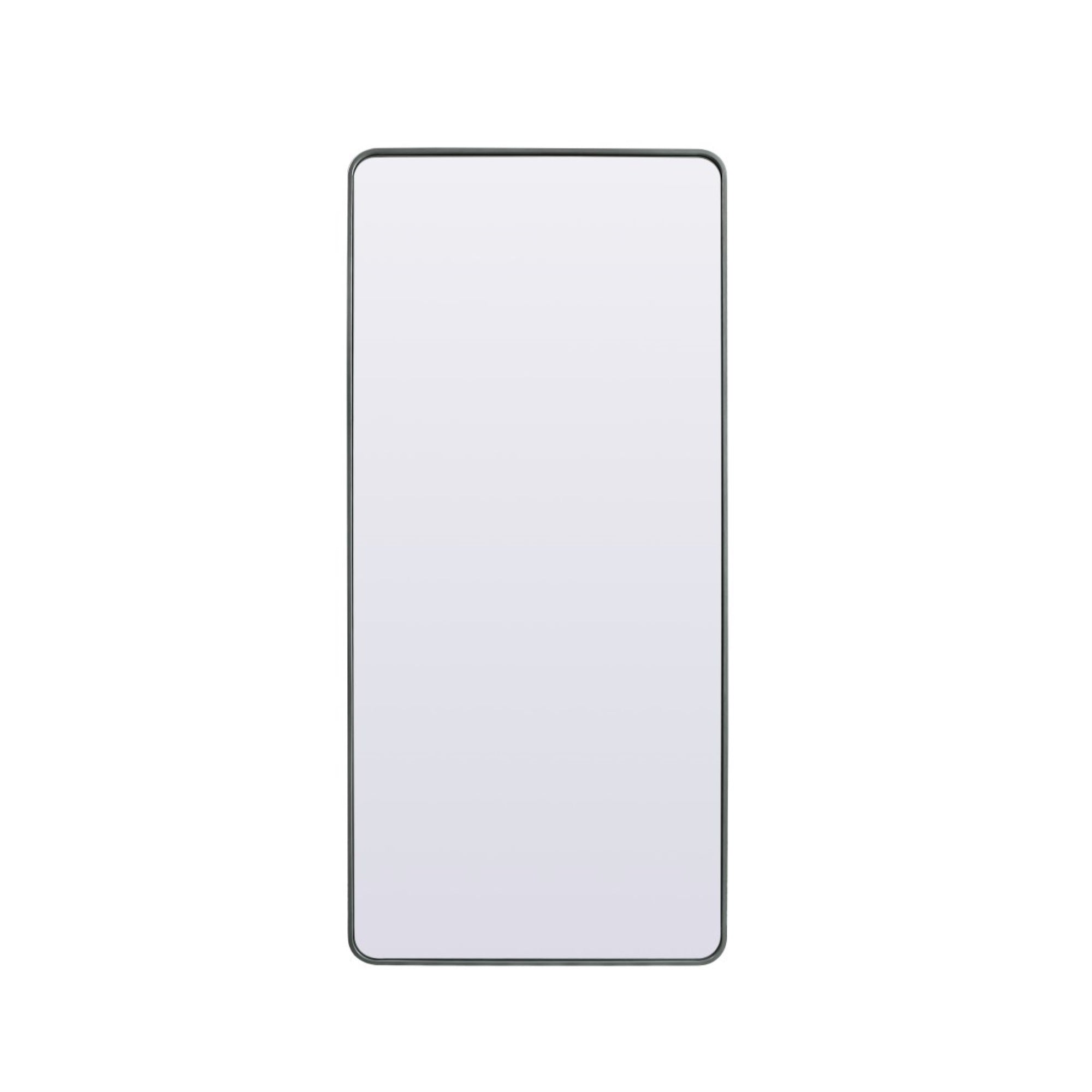 Soft Corner Metal Rectangle Full Length Mirror 32X72 Inch In Silver