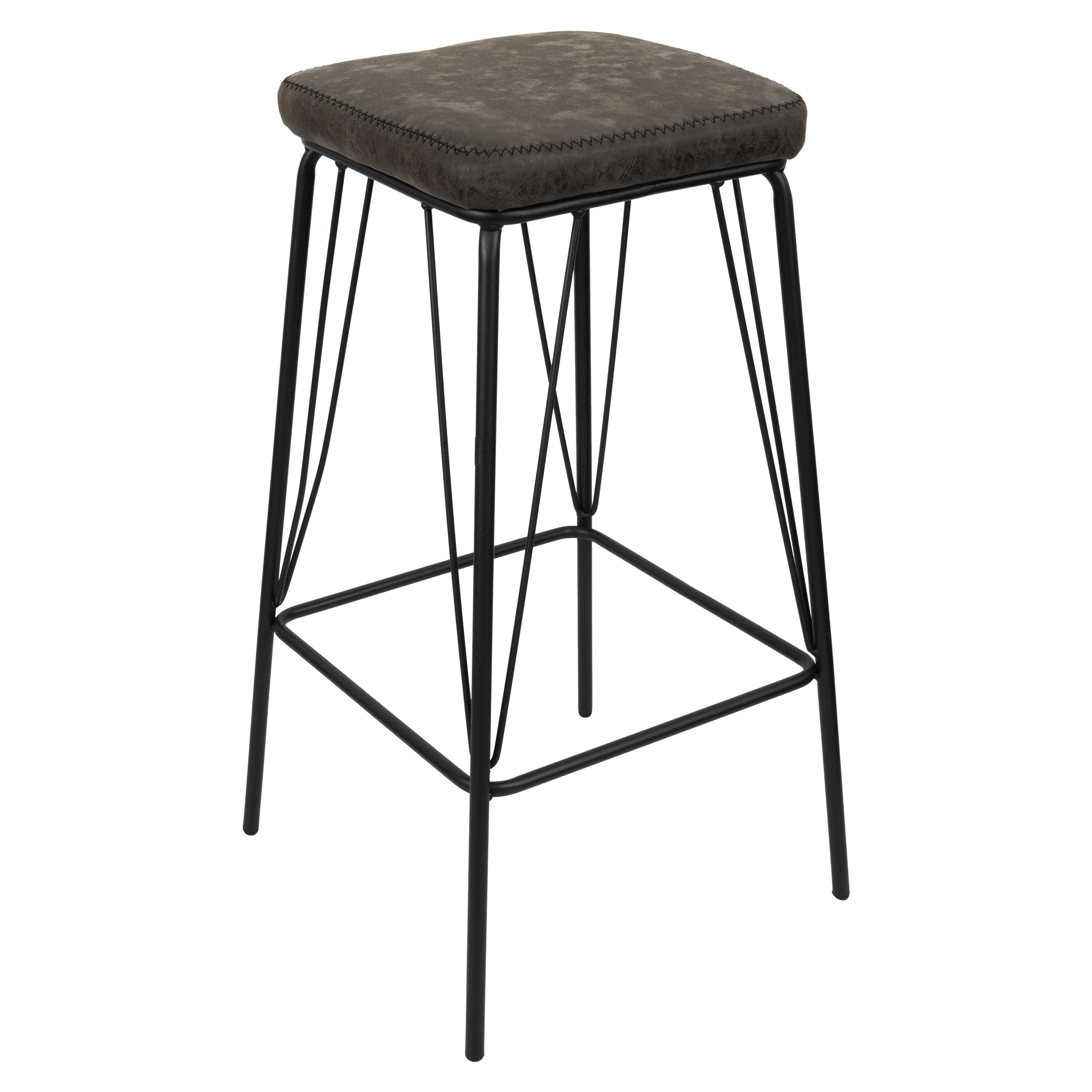 Leisuremod Millard Leather Bar Stool With Metal Frame