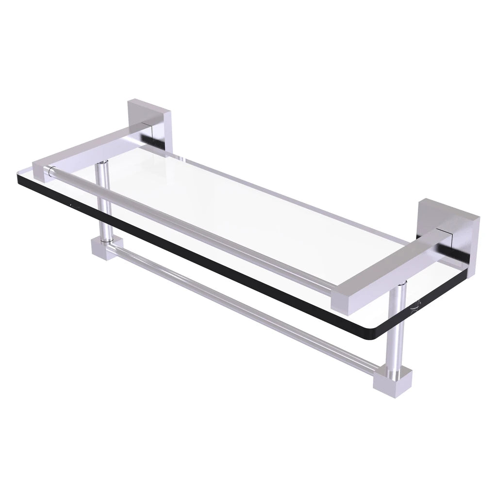 Montero Collection 16 Inch Gallery Glass Shelf with Towel Bar - MT-1-16TB-GAL-SCH