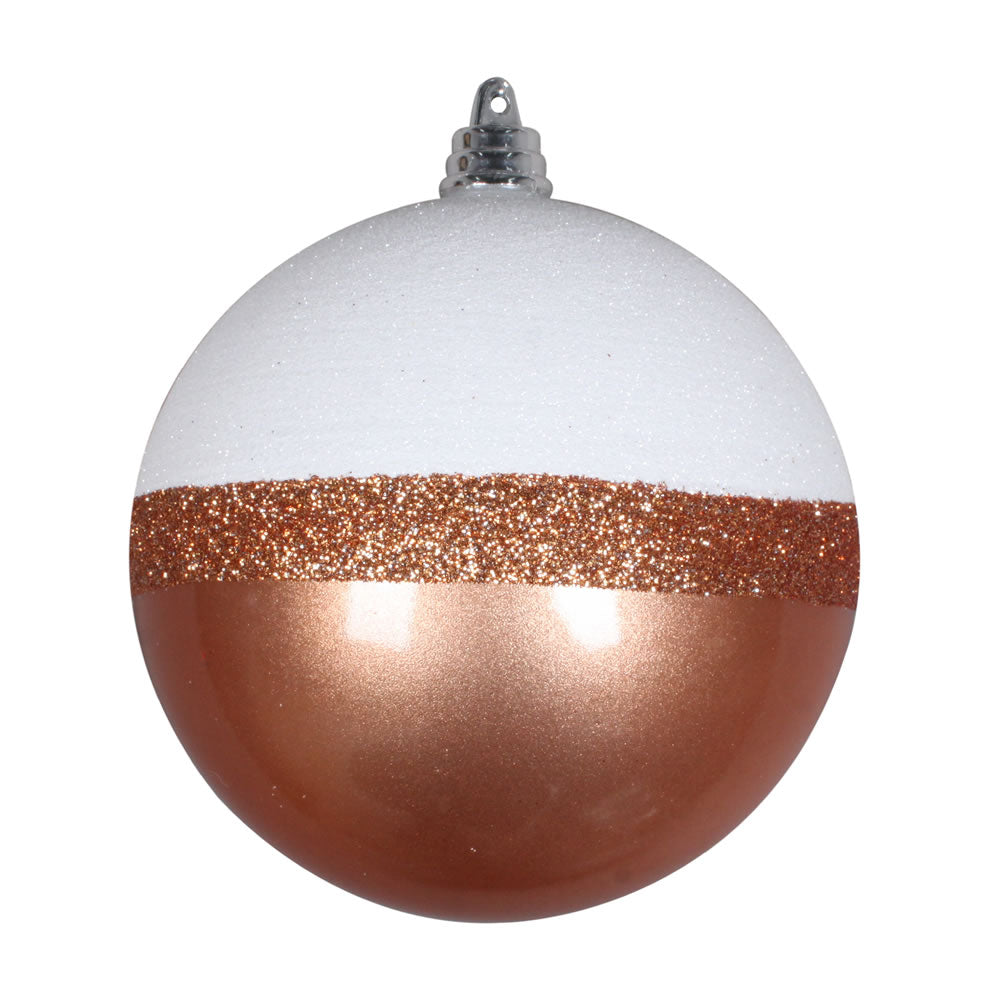 Vickerman 3” Rose Gold Candy/White Glitt Ball 6/Bg - MT180658
