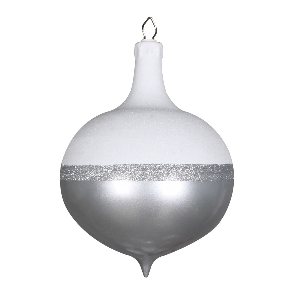 Vickerman 12” Silver Candy/White Glitter Drop Orn - MT181107