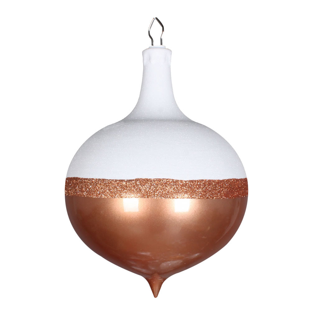 Vickerman 12” Rose Gold Candy/White Glit Drop Orn - MT181158