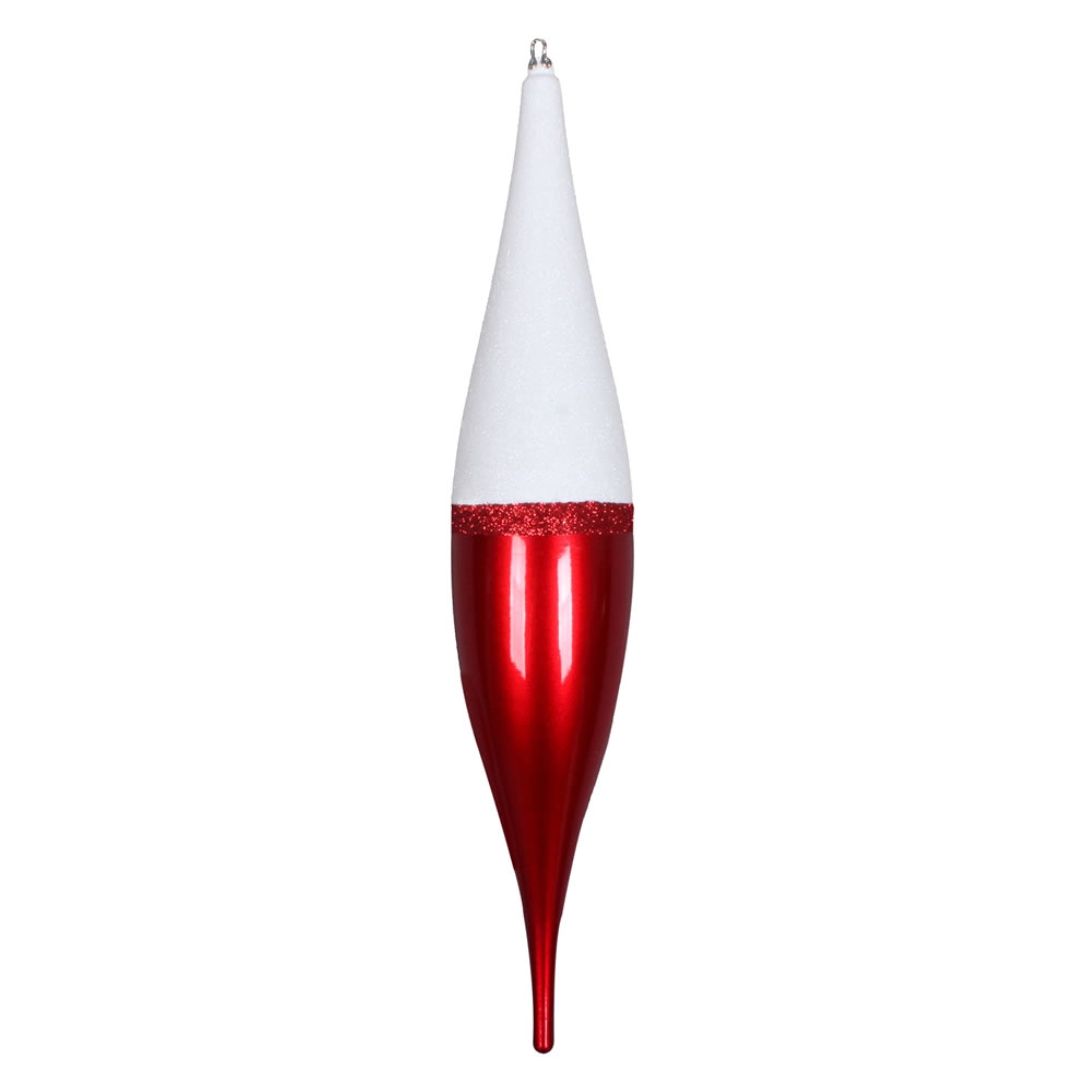 22” Red Candy/White Glitter Finial