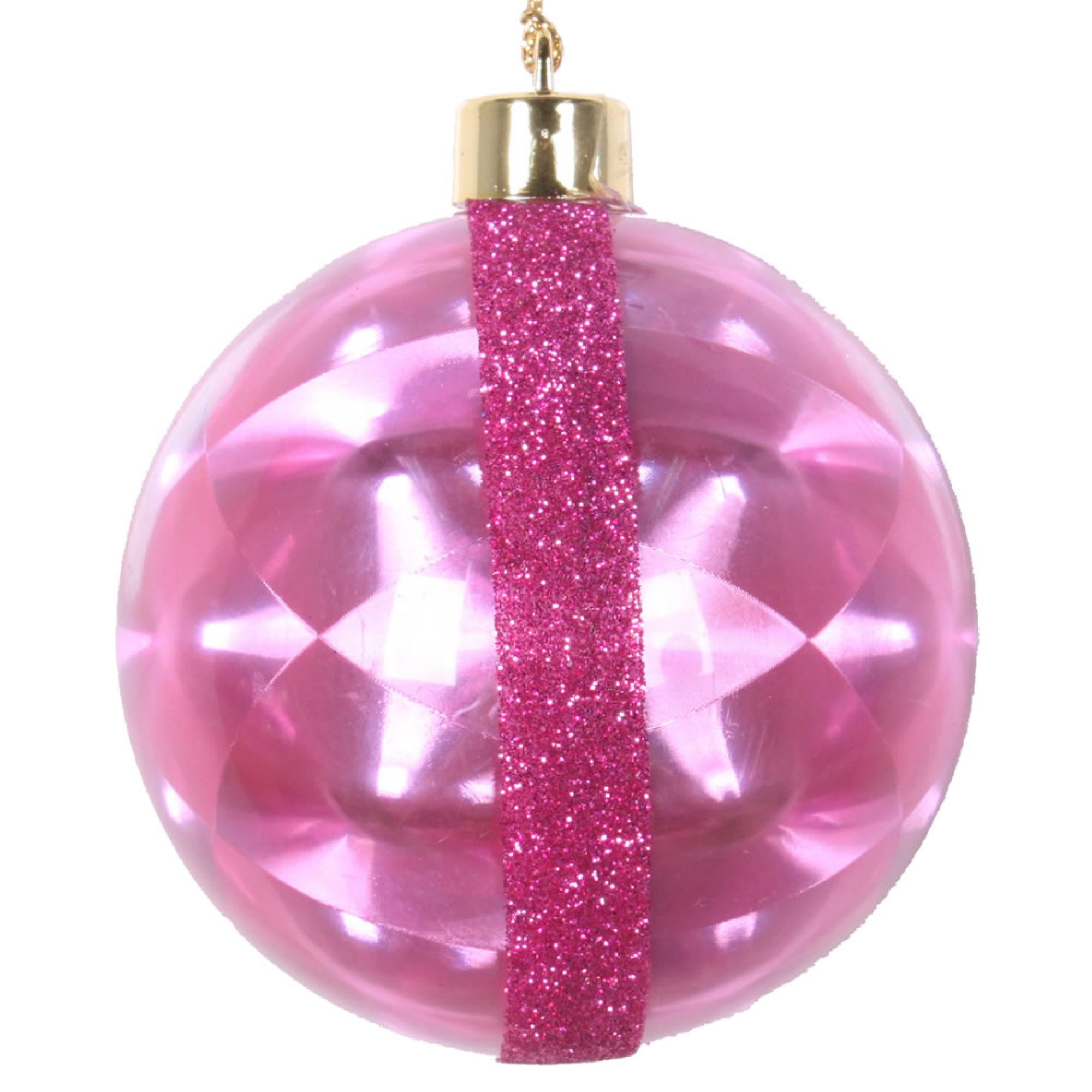 3” Cerise Glitter Reflector Ornamnt 6/Bg