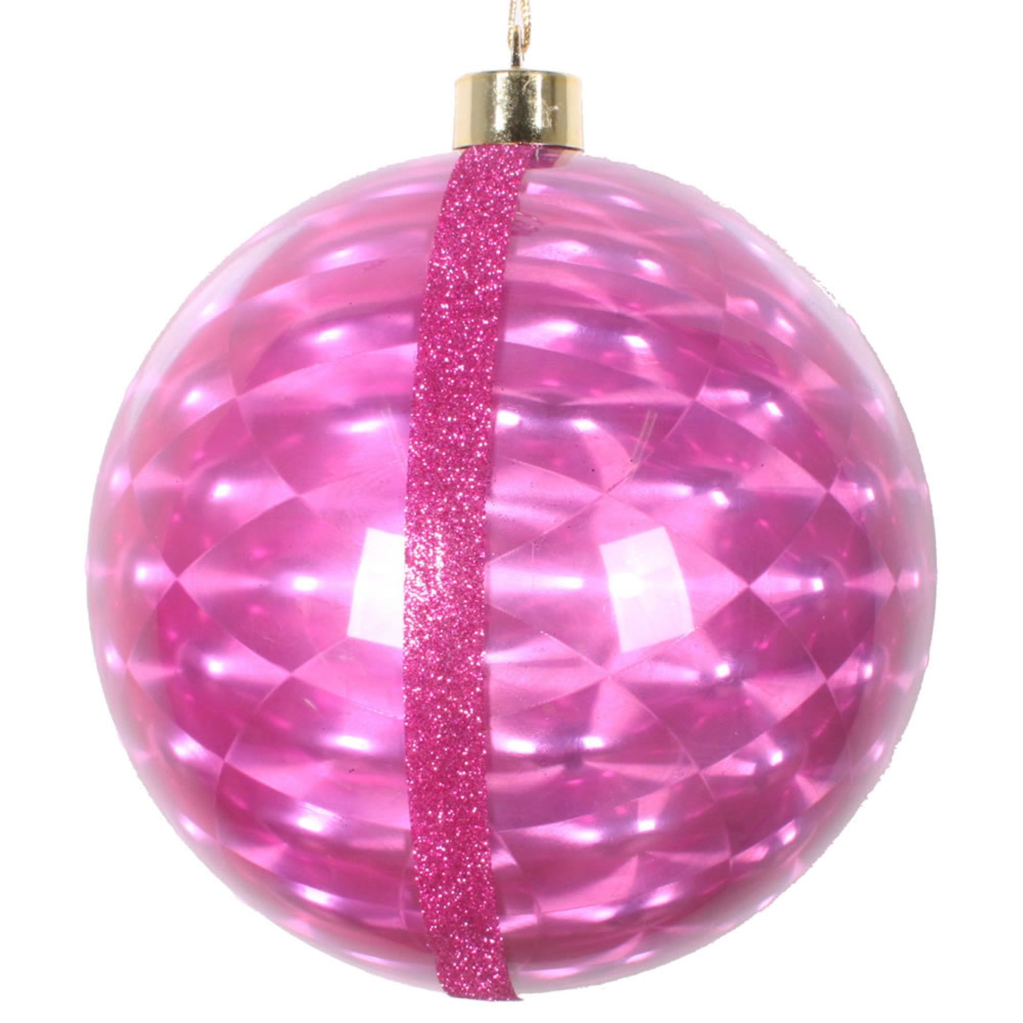 6” Cerise Glitter Reflector Ornamnt 2/Bg