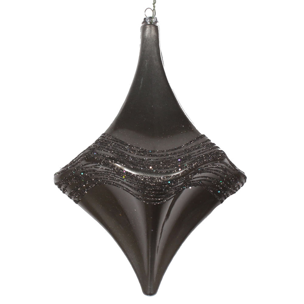 Vickerman 8” Gunmetal Candy Glitter Drop Ornament - MT194084D