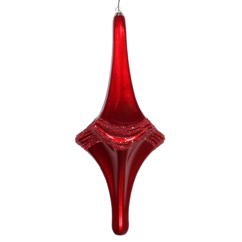 Vickerman 12” Red Candy Glitter Drop Ornament - MT194103D