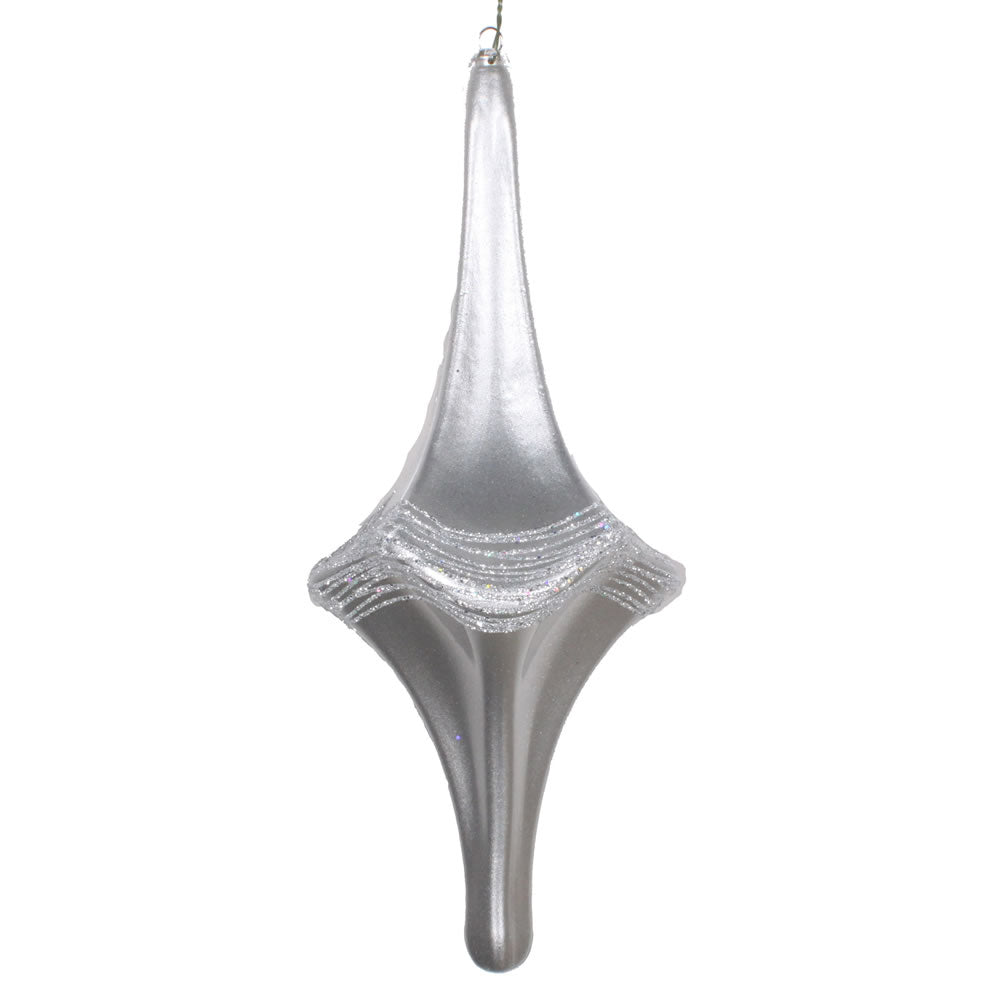 Vickerman 12” Silver Candy Glitter Drop Ornament - MT194107D