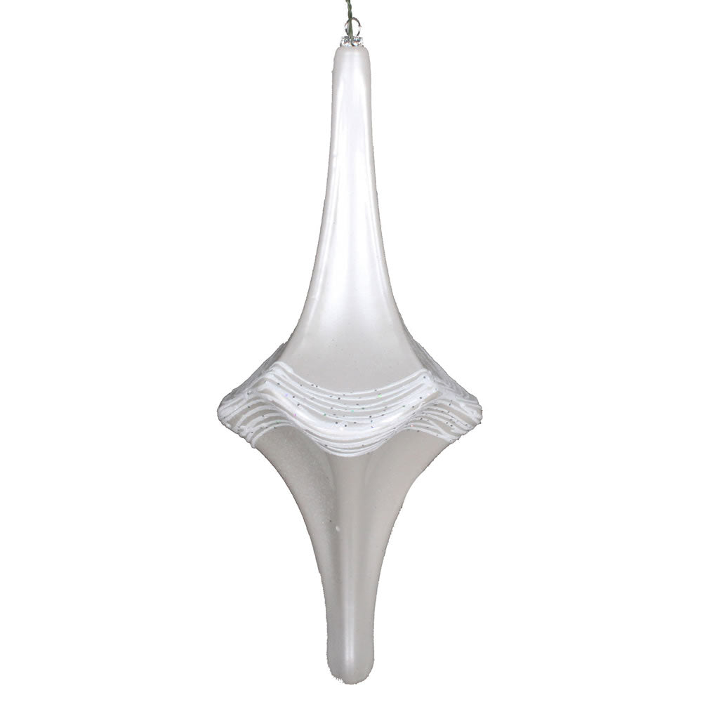 Vickerman 12” White Candy Glitter Drop Ornament - MT194111D