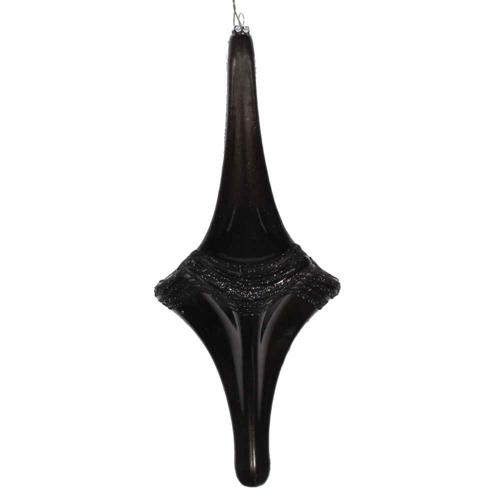 Vickerman 12” Black Candy Glitter Drop Ornament - MT194117D