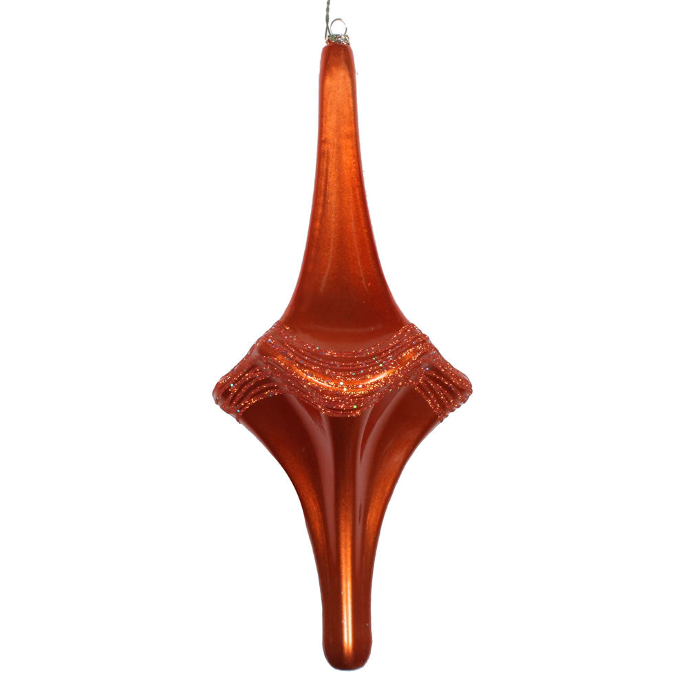 Vickerman 12” Burnish Orange Candy Glitt Drop Orn - MT194118D