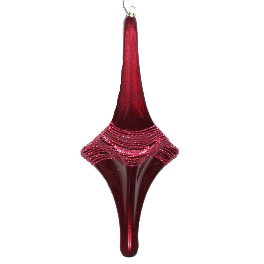 Vickerman 12” Berry Red Candy Glitter Drop Orn - MT194121D