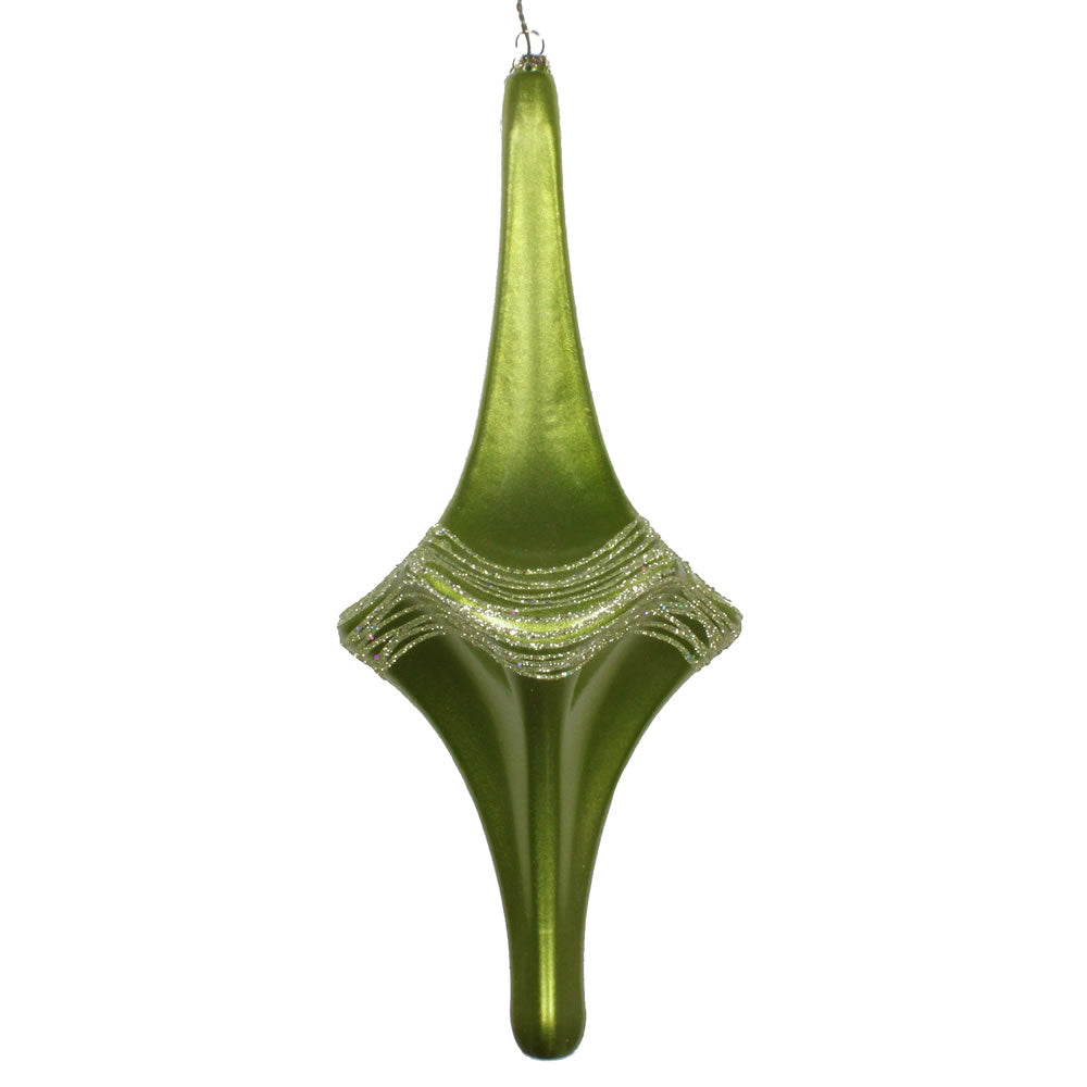 Vickerman 12” Celadon Candy Glitter Drop Ornament - MT194154D