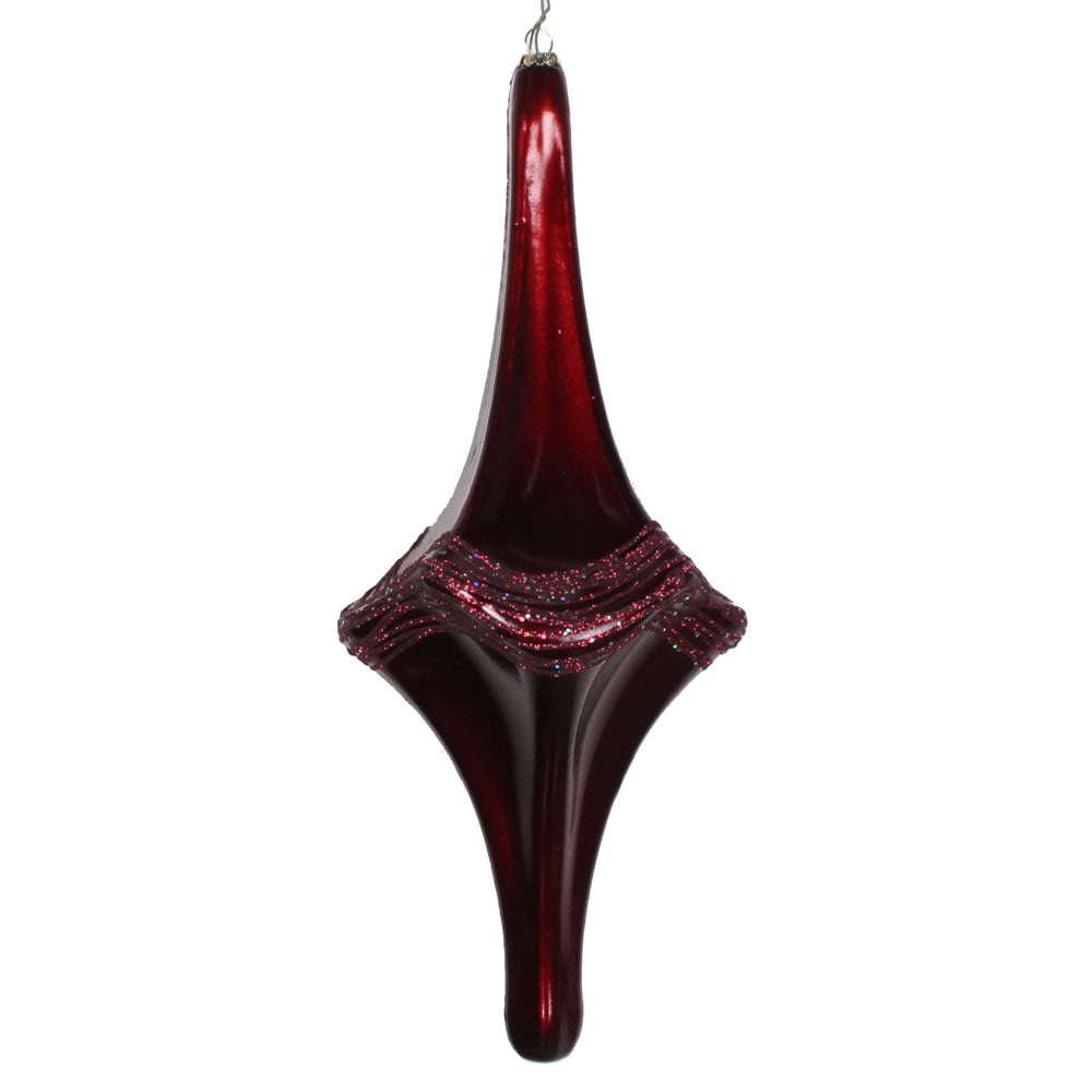 Vickerman 12” Burgundy Candy Glitter Drop Ornament - MT194165D