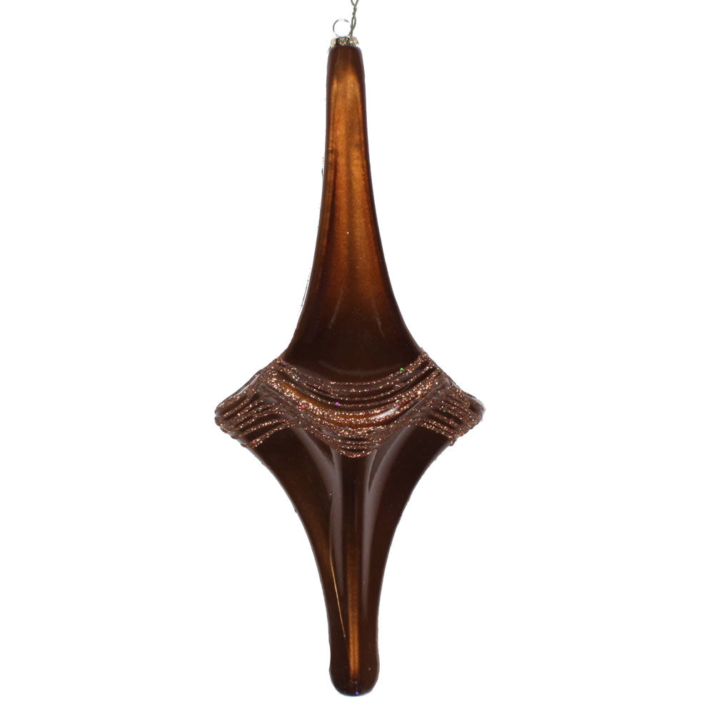 Vickerman 12” Mocha Candy Glitter Drop Ornament - MT194176D