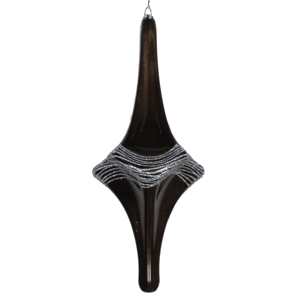 Vickerman 12” Pewter Candy Glitter Drop Ornament - MT194187D