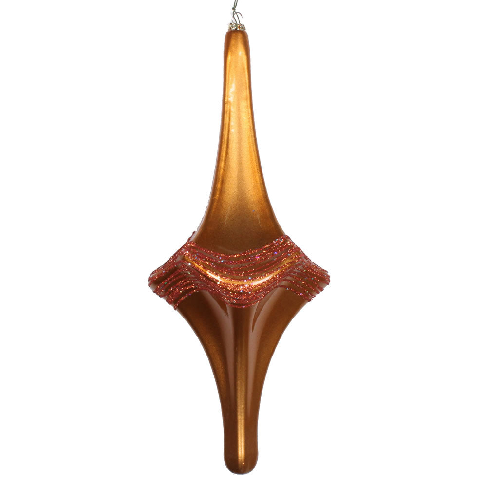 Vickerman 12” Copper Candy Glitter Drop Ornament - MT194188D