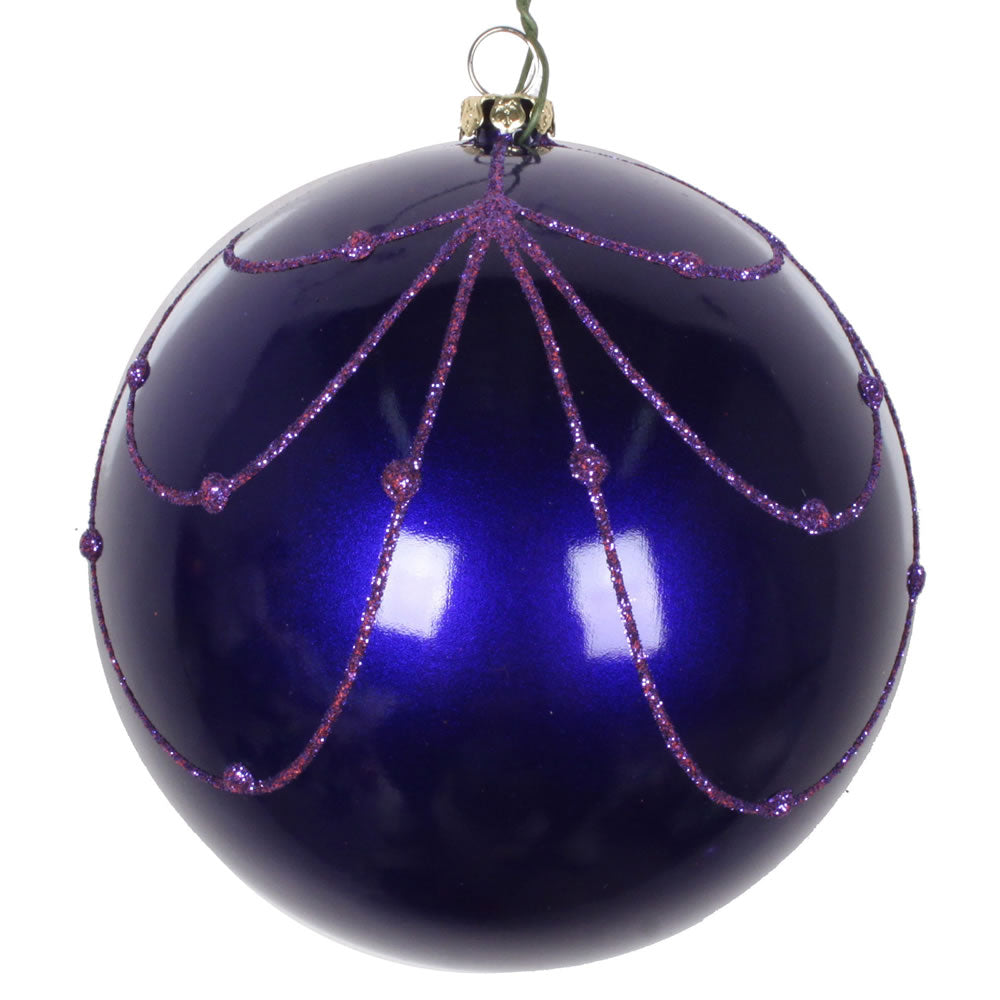 Vickerman 4” Purple Candy Glitter Curtain Orn 4/Bg - MT194566D
