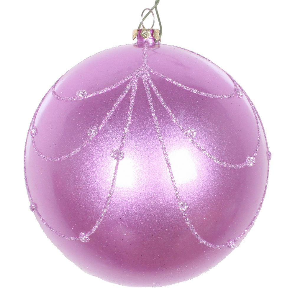 Vickerman 4” Orchid Candy Glitter Curtain Orn 4/Bg - MT194569D