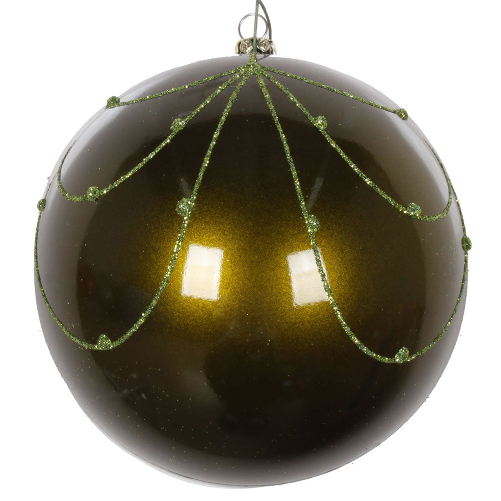 Vickerman 4.75” Olive Candy Glitt Curtain Orn 4/Bg - MT194614D