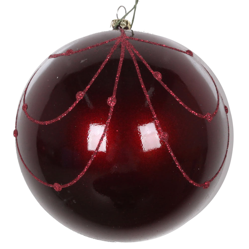 Vickerman 4.75” Wine Candy Glitt Curtain Orn 4/Bag - MT194619D