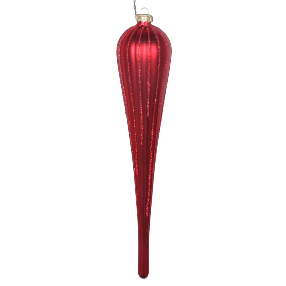 Vickerman 11” Red Glitter Drop Ornament 3/Bag - MT195003D