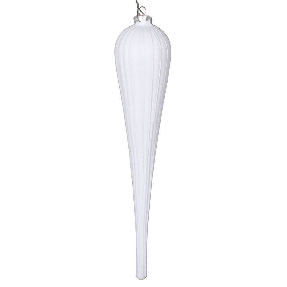 Vickerman 11” White Glitter Drop Ornament 3/Bag - MT195011D